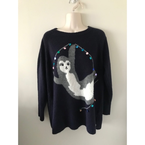 LC Lauren Conrad Sweaters - 🌿 Super Adorable Navy Blue Sparkle Sloth Sweater